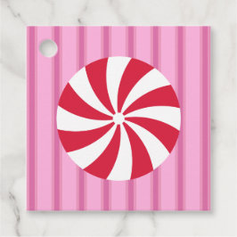 Roligt och Finare Rosa Jul Peppermint Candy Gåvor Etiketter