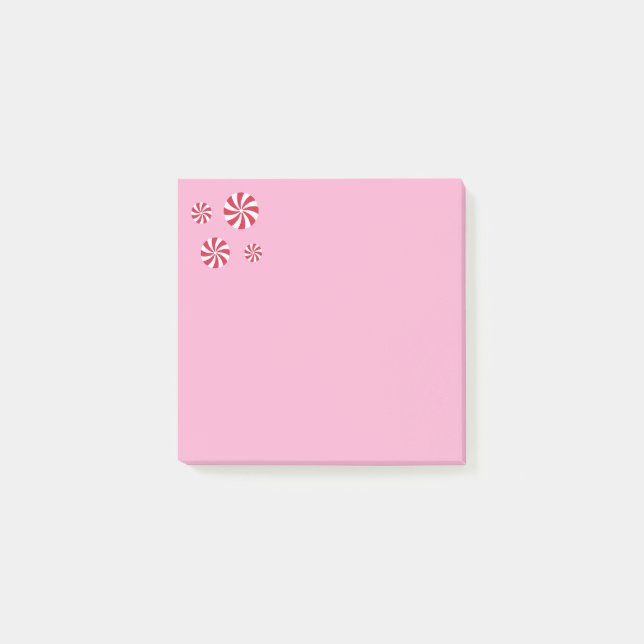 Roligt och Finare Rosa Jul Peppermint Candy Post-it Block (Framsida)