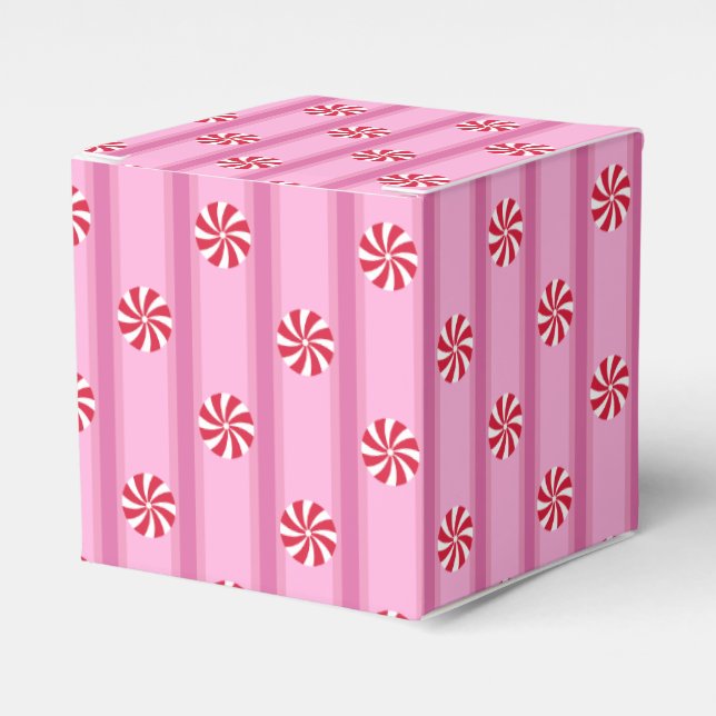 Roligt och Finare Rosa Jul Peppermint Candy Presentaskar (Framsidan Sidan)
