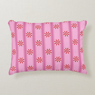 Roligt och Finare Rosa Jul Peppermint Candy Prydnadskudde