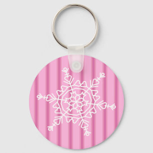 Roligt och Finare Rosa Snöflake Nyckelring