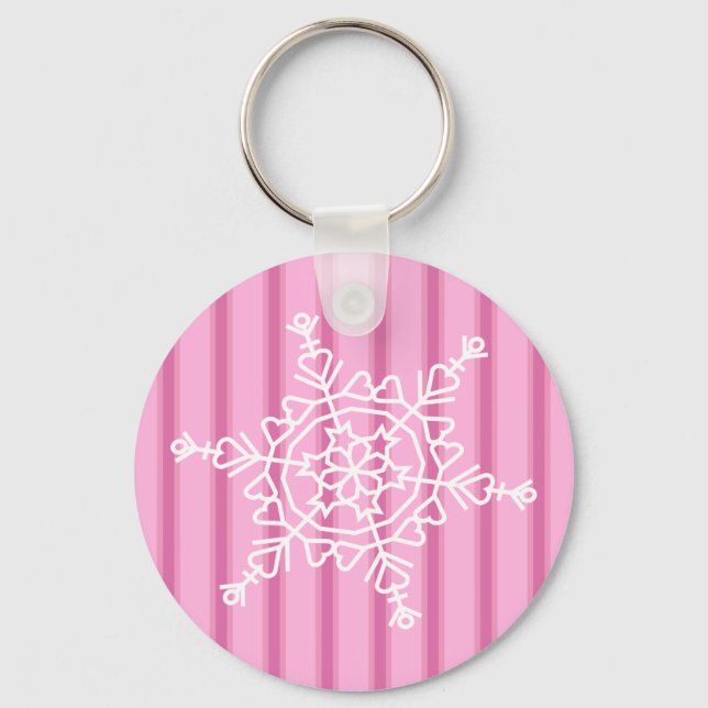 Roligt och Finare Rosa Snöflake Nyckelring (Framsida)