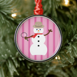 Roligt och Finare Rosa Snögubbe Julgransprydnad Metall