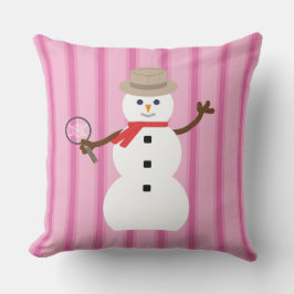 Roligt och Finare Rosa Snögubbe Kudde