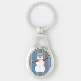 Roligt och Finare Snögubbe-inspektör Ovalt Silverfärgad Nyckelring
