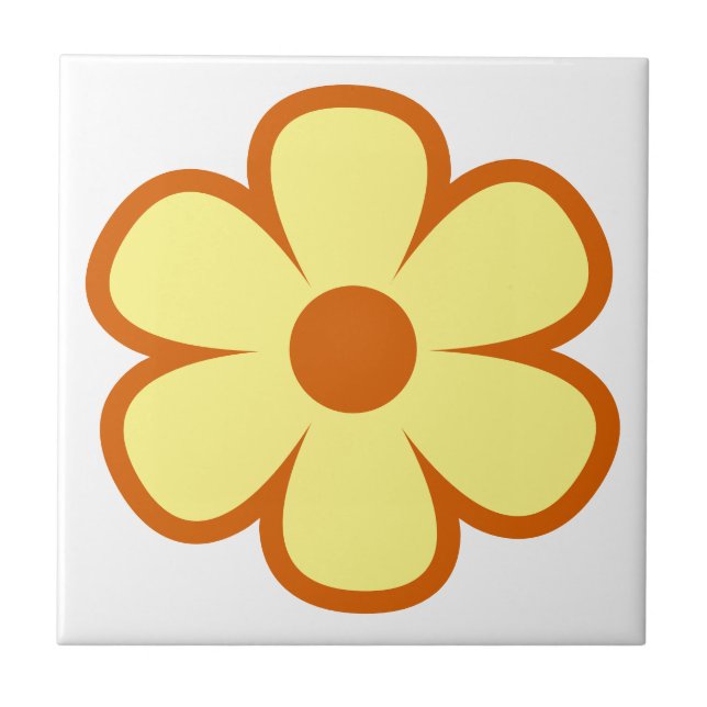 Roligt och Funky 60s 70s Retro Flower Ceramic Tile Kakelplatta (Framsidan)
