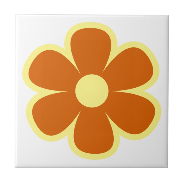 Roligt och Funky 60s 70s Retro Flower Ceramic Tile Kakelplatta (Framsidan)