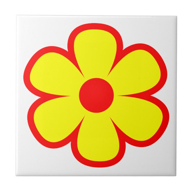 Roligt och Funky 60s 70s Retro Flower Ceramic Tile Kakelplatta (Framsidan)