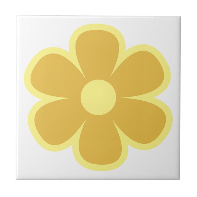 Roligt och Funky 60s 70s Retro Flower Ceramic Tile Kakelplatta (Framsidan)