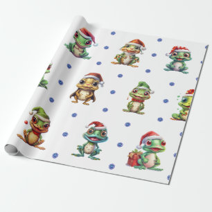 Roligt och Funky Jul Frogs på Vita Presentpapper