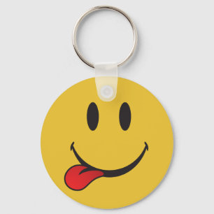 Roligt och gulligt klibba ut tungan Emoji Nyckelring