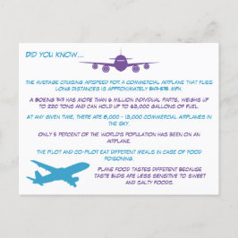 Roligt och intressanta fakta om flygplanet vykort