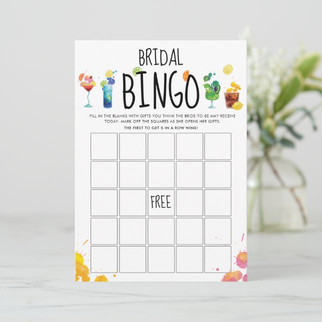 Roligt och modernt färgbestruket Bingo-spelkort Inbjudningar (Stående Fram)