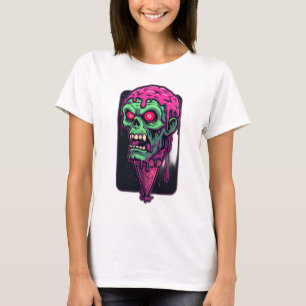 Roligt och Scary Halloween Zombie Ice Cream Graphi T Shirt