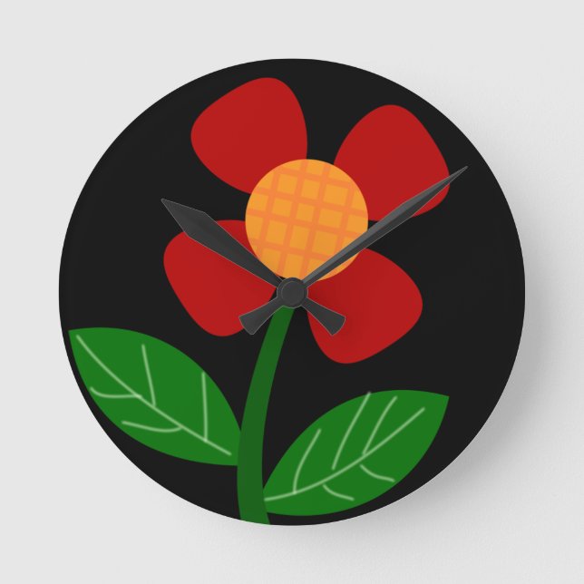 Roligt- och snyggt-orange, blomväggklocka rund klocka (Framsida)