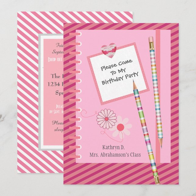 Roligt- och Söt-klassmat/inbjudan till skolfödelse Inbjudningar (Fram/baksida)