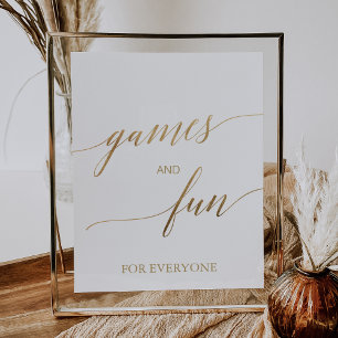 Roligt och spel för elegant-Guld Calligraphy Poster