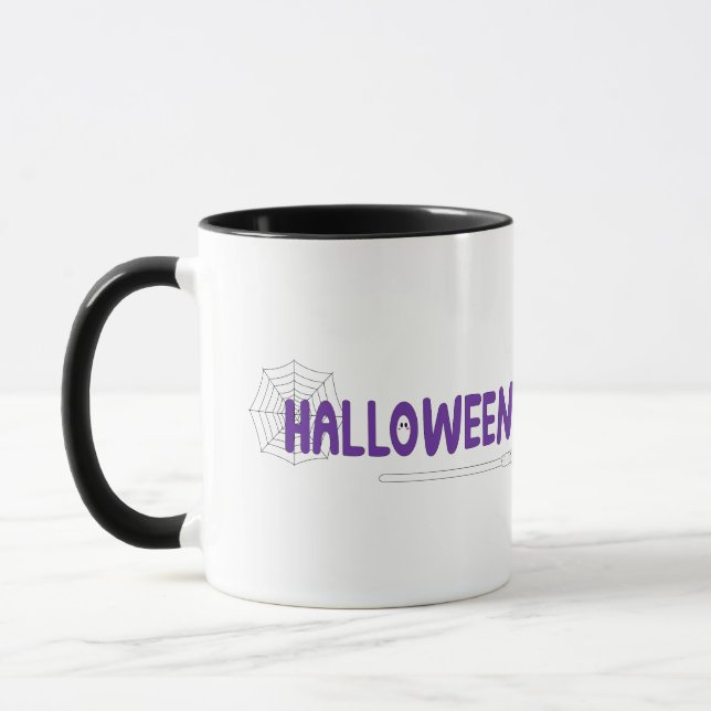 Roligt och Spooky Halloween Lettering med Broom Mugg (Vänster)
