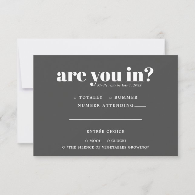 Roligt och udda bröllops-RSVP | 70-tals typografi Meddelande (Framsida)