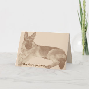 Roligt och Vänd tyska Shepherd Valentines Day Card Helgkort