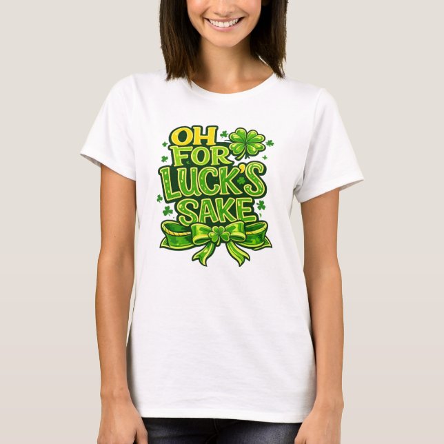 Roligt Oh För Lyckans Skull St. Patrick's Day-klöv T Shirt (Framsida)