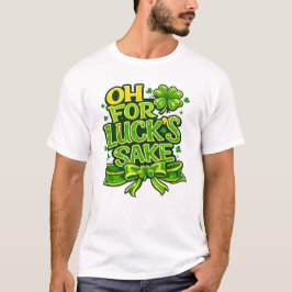 Roligt Oj För Tur Skull St. Patrick's Day Klöver T Shirt