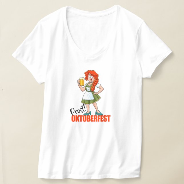 Roligt Oktoberfest Girl with Beer T Shirt (Laydown)
