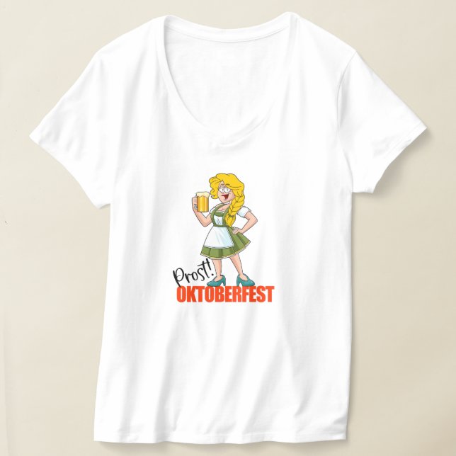 Roligt Oktoberfest Girl with Beer T Shirt (Laydown)