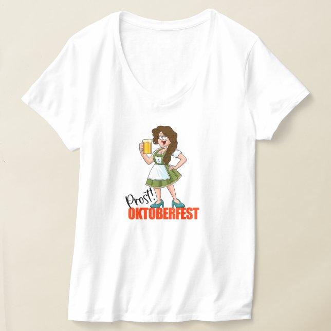 Roligt Oktoberfest Girl with Beer T Shirt (Laydown)