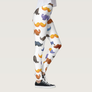 Roligt olikt färgrikt mustaschmönster leggings