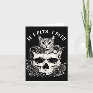 Roligt Om Den Passar Sitsar Svart Katt med Dödskal Kort