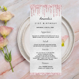 Roligt om  foto för rosa i Birthday Menu silver Reklamkort