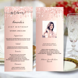 Roligt om foto från Birthday Menu ro guld glitter Reklamkort