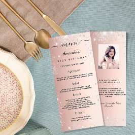 Roligt om foto från Birthday Menu ro guld glitter Reklamkort