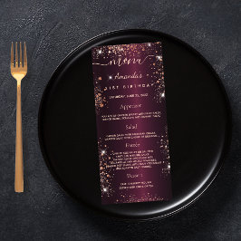 Roligt om foto i Menu burgundy ro guld Reklamkort