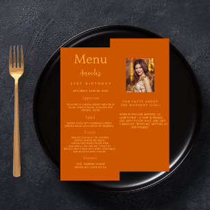 Roligt om foto i orange glitter på födelsedagen reklamkort