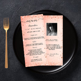 Roligt om foto i orange glitter på födelsedagen reklamkort
