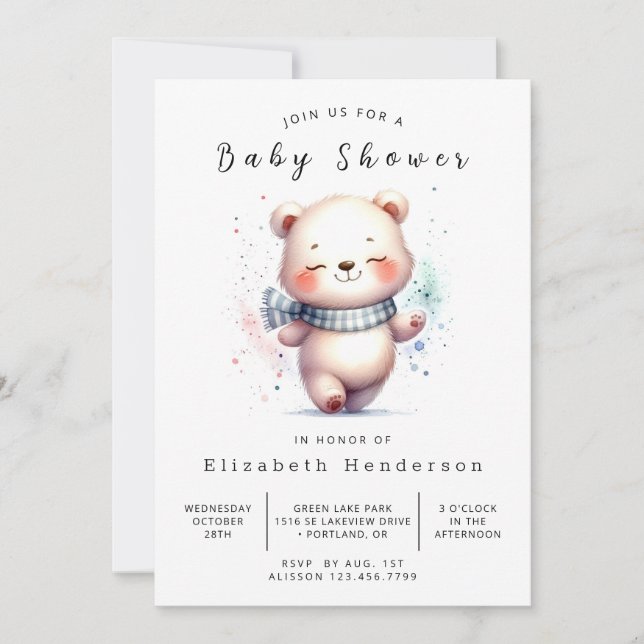 Roligt Online Bear Baby Shower Inbjudningar (Framsida)