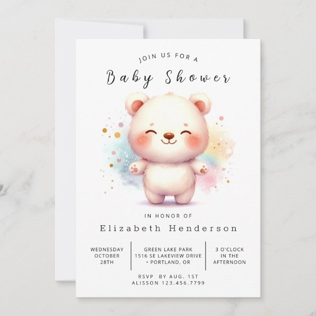 Roligt Online Bear Baby Shower Inbjudningar (Framsida)
