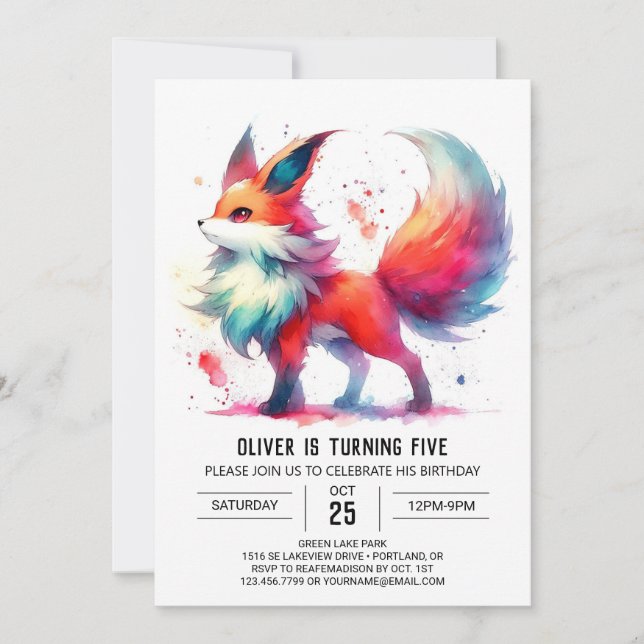 Roligt Online Fox Birthday Inbjudningar (Framsida)