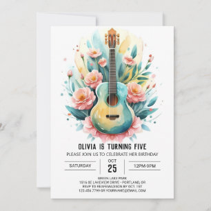 Roligt Online Guitar Birthday Inbjudningar