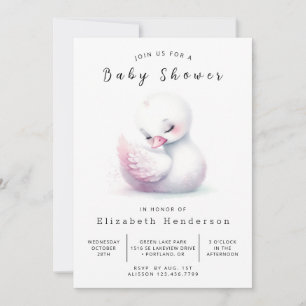 Roligt Online Svan Baby Shower Inbjudningar
