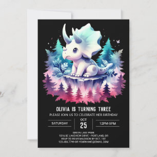 Roligt Online Triceratops Birthday Inbjudningar