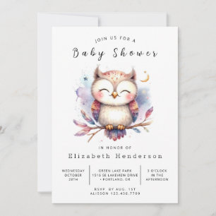 Roligt Online Uggla Baby Shower Inbjudningar