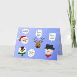 Roligt önskar vi dig god jul helgkort