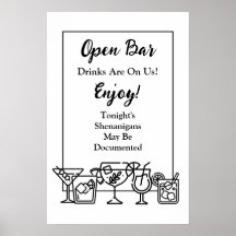 Roligt Öppet Bar Bröllopsskylt