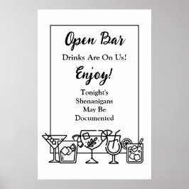 Roligt Öppet Bar Bröllopsskylt Poster