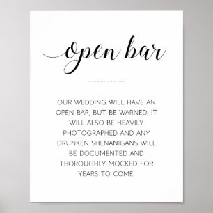 Roligt Öppet Bar Bröllopsskylt Poster