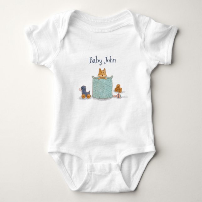 Roligt Orange Baby Fox Illustration T Shirt (Framsida)