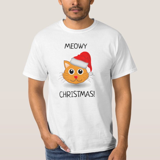 Roligt Orange Cat Meowy jul Manar T-Shirt (Framsida)
